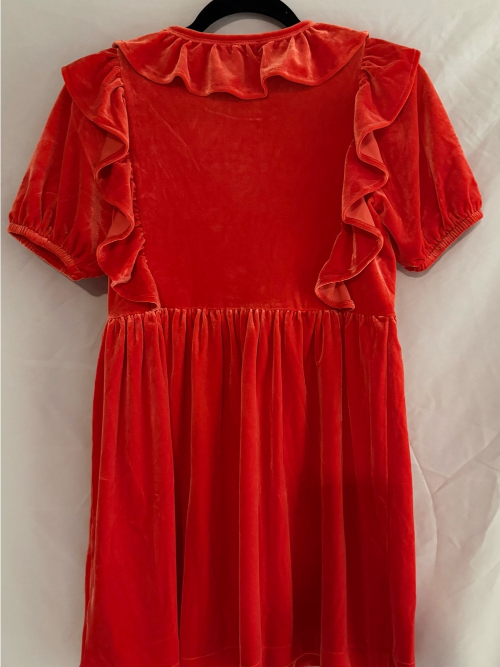 J. Crew Velvet Ruffle Dress in Red